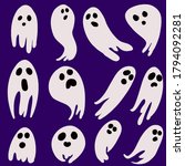 set ghost halloween icons art... | Shutterstock . vector #1794092281