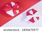 red and white christmas gift... | Shutterstock . vector #1850670577