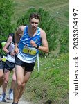 Small photo of Zinal, SWITZERLAND - AUGUST 7: Elite runner, Maximilien DRION (BEL) in the Sierre-Zinal World ChampionshipTrail Race: August 7, 2021 in Zinal, Switzerland