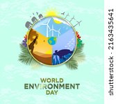 world environment day abstract... | Shutterstock .eps vector #2163435641