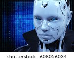 Face Of A Cyborg With Blue Eyes....