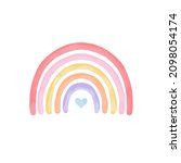 cute pastel rainbow in... | Shutterstock . vector #2098054174