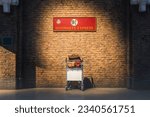 Small photo of Nerima, Tokyo, Japan - June 27, 2023: Platform 9 34 of the Hogwarts Express in the Warner Bros Studio Tour Tokyo 'The making of Harry Potter'.