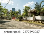 Small photo of Manila, Philippines - March 19, 2023: A pretty view of the Ortigas Central Business District as seen from Corinthian Gardens Village subdivision.