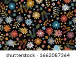 embroidery seamless pattern... | Shutterstock .eps vector #1662087364