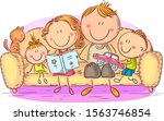 family with two children at... | Shutterstock .eps vector #1563746854