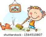 girl sweeping floor  doing... | Shutterstock .eps vector #1564510807