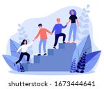 happy young employees giving... | Shutterstock .eps vector #1673444641