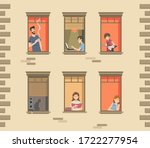 apartment building facade with... | Shutterstock .eps vector #1722277954