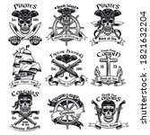 caribbean pirates flat badges... | Shutterstock .eps vector #1821632204