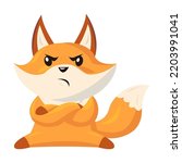 Funny Cartoon Red Fox With...