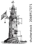 eddystone lighthouse  victorian ... | Shutterstock .eps vector #2068917371