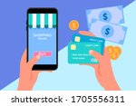 online shopping via mobile... | Shutterstock .eps vector #1705556311