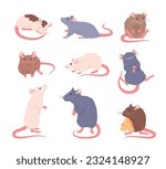 set of various rats  cartoon...