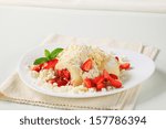 Home made strawberry dumplings on a plate