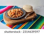 Small photo of Delicious Picadillo cooked from ground beef with vegetables, mexican Dish