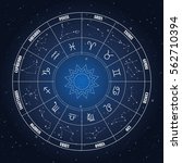 zodiac circle with astrology... | Shutterstock .eps vector #562710394