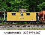 Small photo of Cass, WV, USA, June 9, 2023: Former CandO Caboose restored and on display at Cass Scenic Railroad