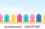 Colorful Beach Huts With Copy...