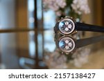 Small photo of Bielsko, Poland - 05.17.2022: A close-up of a Breitling Navitimer watch in a jewelry store. Sale of luxury watches