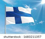 Finland national flag waving in ...