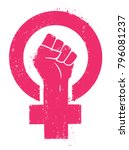 women resist symbol. woman fist ... | Shutterstock .eps vector #796081237