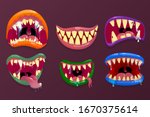 monsters mouths. funny facial... | Shutterstock .eps vector #1670375614