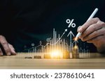 Small photo of interest rates and dividends, investment returns, income, retirement Compensation fund, investment, dividend tax, upward direction percentage symbol. saving money for investment, long term investment
