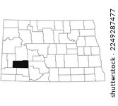 Map of stark County in North Dakota state on white background. single County map highlighted by black colour on North Dakota map .