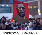 Small photo of BROOKLYN, N.Y. â€“ April 20, 2021: Demonstrators gather outside the Barclays Center after former Minneapolis police officer Derek Chauvin was convicted of murder in the May 2020 death of George Floyd.