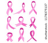 vector set of pink ribbons ... | Shutterstock .eps vector #1178375137
