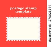 Postage Stamp Template On Red...