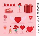 set of twelve valentine day... | Shutterstock .eps vector #2108990351