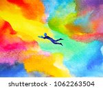 Man Flying In Abstract Colorful ...