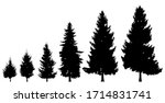 black tree silhouette on a... | Shutterstock .eps vector #1714831741