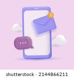 3d phone with 3d envelope and... | Shutterstock .eps vector #2144866211