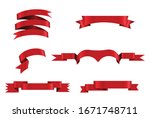 red ribbons isolated on white... | Shutterstock .eps vector #1671748711