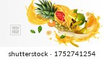 fruit burst background. splash... | Shutterstock .eps vector #1752741254
