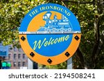 Small photo of Newark, NJ - August 19, 2022: The Ironbound Welcome Sign in Newark,NJ