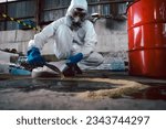 Using Sand or Sawdust to Absorbent for Oil, Acid, Chemical, Liquid Spills Cleanup. Steps for Dealing with Chemical Liquid Spillage, Part of Basic Practical Training for Chemical Spill Cleanup.