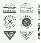 set of vintage butchery meat ... | Shutterstock . vector #1180085464