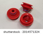 Red industrial vacuum machine suction cups.