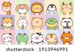 collection of cute animals hand ... | Shutterstock .eps vector #1913946991