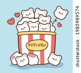 tiny face bear popcorn cartoon... | Shutterstock .eps vector #1985989574