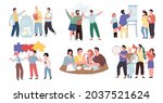 set of vector cartoon happy... | Shutterstock .eps vector #2037521624
