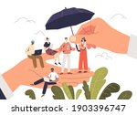 boss hand holding tiny cartoon... | Shutterstock .eps vector #1903396747