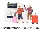 senior couple with luggage... | Shutterstock .eps vector #2037443207
