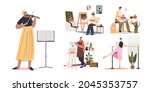 set of artist with creative... | Shutterstock .eps vector #2045353757