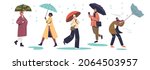 rainy autumn weather  people... | Shutterstock .eps vector #2064503957