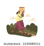 brazilian woman carry bag with... | Shutterstock .eps vector #2154089211
